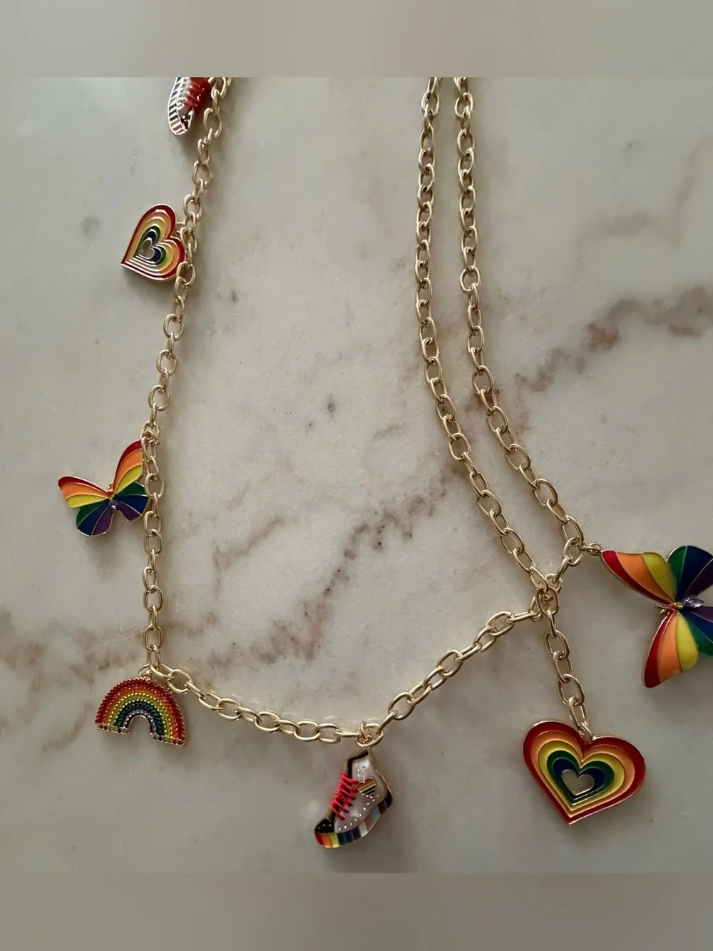 Torrid Gold Tone Chain Pride Belt With Enamel Charms Women’s Size 1/2 NWT